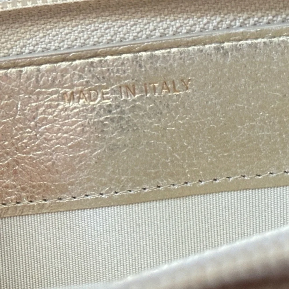 Chanel Timeless CC Zip Around Long Wallet Metallic Champagne Gold Leather Italy